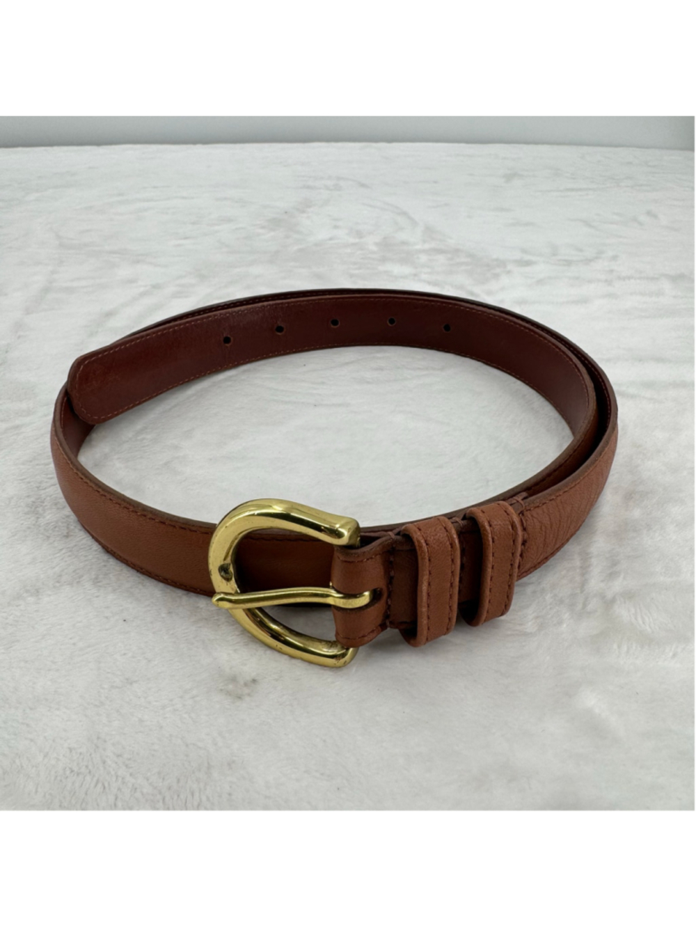 Coach Camel Brown Leather Belt Brass Buckle Glove Tanned Women's Medium Luxury